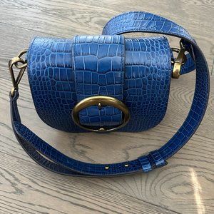 Polo Ralph Lauren Women's Blue Crocodile-Embossed Lennox Crossbody Bag
